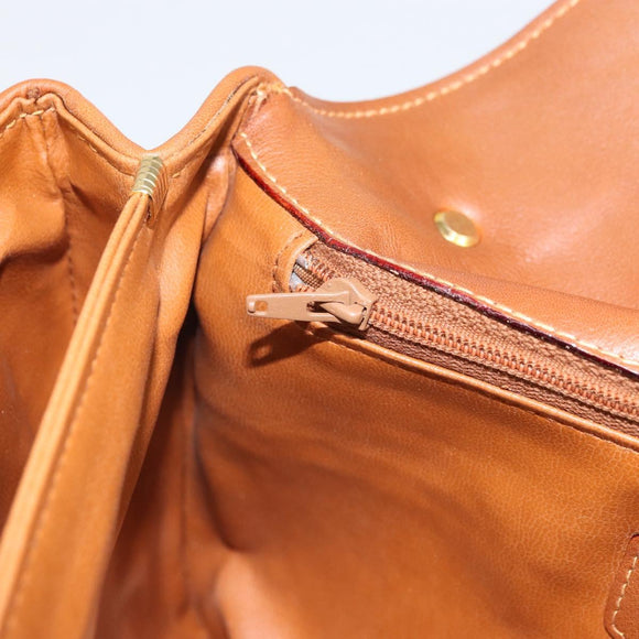 BALLY Shoulder Bag Leather Brown Gold Auth BA9802