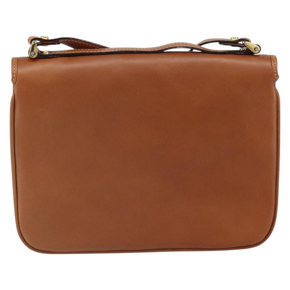 BALLY Shoulder Bag Leather Brown Gold Auth BA9802