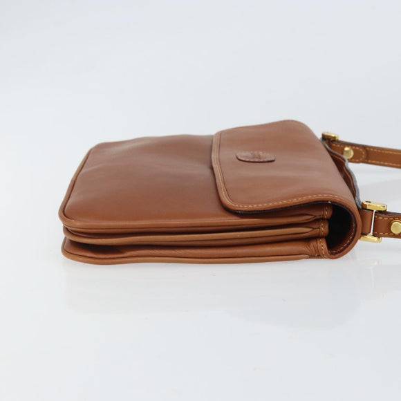 BALLY Shoulder Bag Leather Brown Gold Auth BA9802