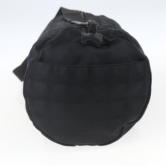 CHANEL New Travel Line Boston Bag Nylon Black CC Auth BA9803