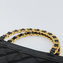 CHANEL Matelasse Hand Bag Patent leather Black Gold CC Auth BA9804-8