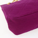 CHANEL Matelasse Chain Shoulder Bag Cotton Purple Gold CC Auth BA9805-14