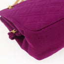 CHANEL Matelasse Chain Shoulder Bag Cotton Purple Gold CC Auth BA9805-16