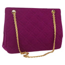 CHANEL Matelasse Chain Shoulder Bag Cotton Purple Gold CC Auth BA9805-1