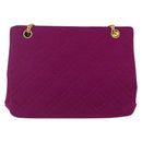 CHANEL Matelasse Chain Shoulder Bag Cotton Purple Gold CC Auth BA9805-13