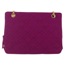 CHANEL Matelasse Chain Shoulder Bag Cotton Purple Gold CC Auth BA9805-2