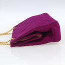 CHANEL Matelasse Chain Shoulder Bag Cotton Purple Gold CC Auth BA9805-3