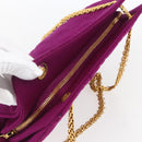 CHANEL Matelasse Chain Shoulder Bag Cotton Purple Gold CC Auth BA9805-6