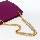 CHANEL Matelasse Chain Shoulder Bag Cotton Purple Gold CC Auth BA9805-7