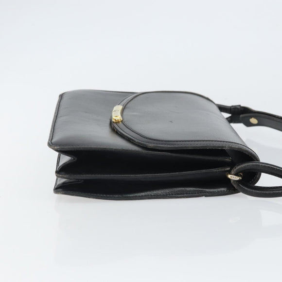 Christian Dior Shoulder Bag Leather Black Gold Auth BA9807