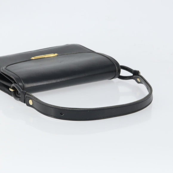 Christian Dior Shoulder Bag Leather Black Gold Auth BA9807