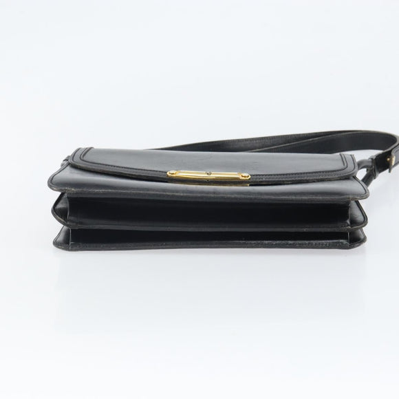 Christian Dior Shoulder Bag Leather Black Gold Auth BA9807