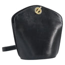 CELINE Shoulder Bag Leather Black Gold Auth BA9825-1