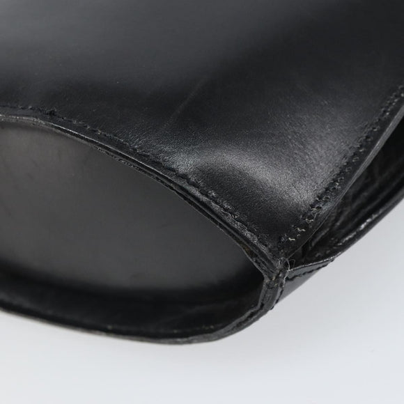CELINE Shoulder Bag Leather Black Gold Auth BA9825