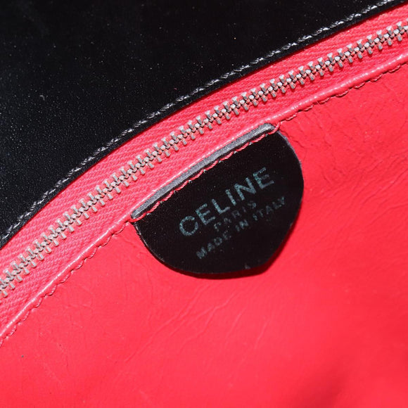 CELINE Shoulder Bag Leather Black Gold Auth BA9825
