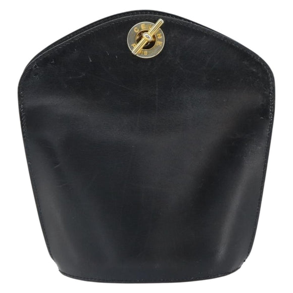 CELINE Shoulder Bag Leather Black Gold Auth BA9825
