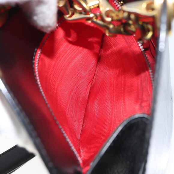 CELINE Shoulder Bag Leather Black Gold Auth BA9825