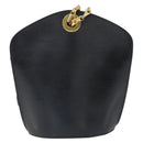 CELINE Shoulder Bag Leather Black Gold Auth BA9825-2