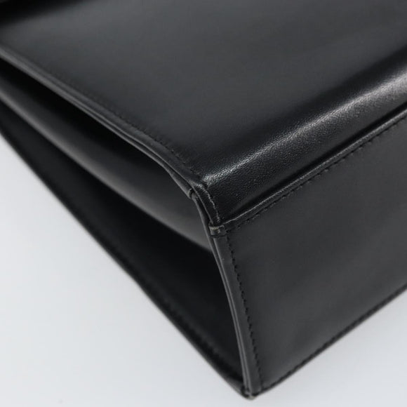 GIVENCHY Hand Bag Leather Black Gold Auth BA9826