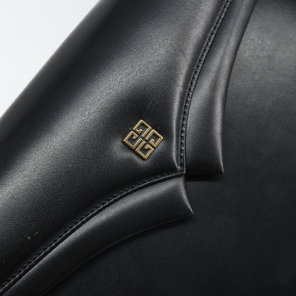 GIVENCHY Hand Bag Leather Black Gold Auth BA9826