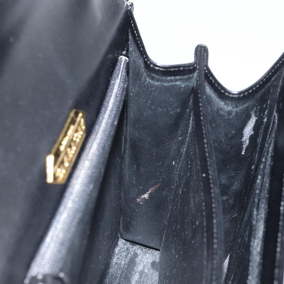 GIVENCHY Hand Bag Leather Black Gold Auth BA9826