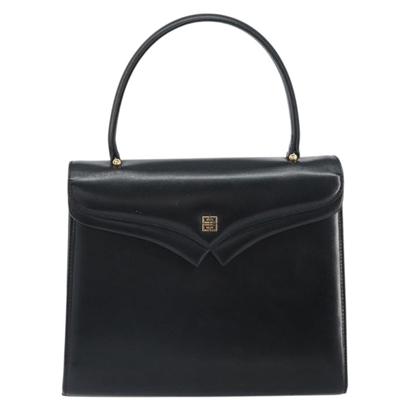 GIVENCHY Hand Bag Leather Black Gold Auth BA9826