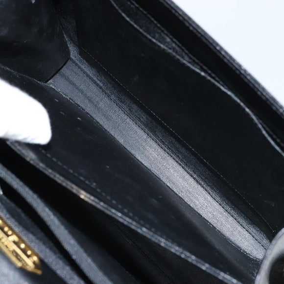 GIVENCHY Hand Bag Leather Black Gold Auth BA9826