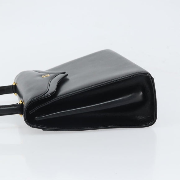 GIVENCHY Hand Bag Leather Black Gold Auth BA9826