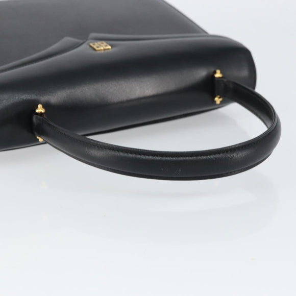 GIVENCHY Hand Bag Leather Black Gold Auth BA9826