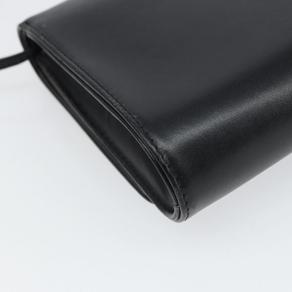 GIVENCHY Shoulder Bag Leather Black Gold Auth BA9827