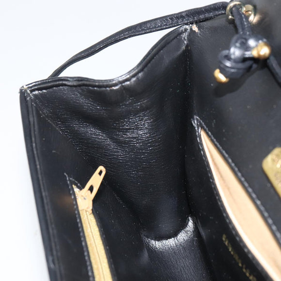 GIVENCHY Shoulder Bag Leather Black Gold Auth BA9827