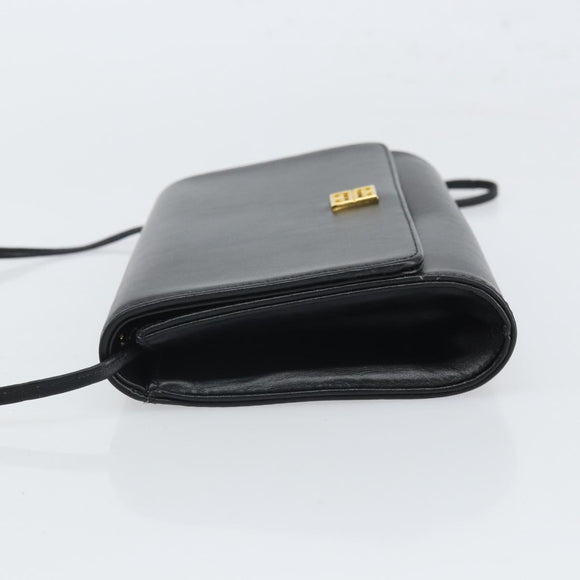 GIVENCHY Shoulder Bag Leather Black Gold Auth BA9827
