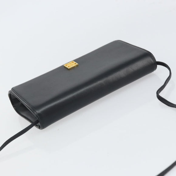 GIVENCHY Shoulder Bag Leather Black Gold Auth BA9827