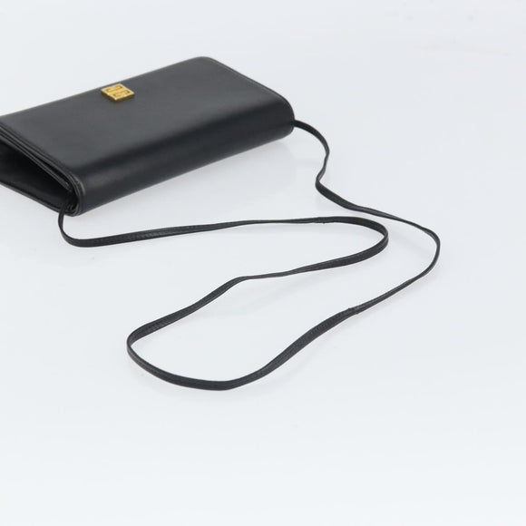GIVENCHY Shoulder Bag Leather Black Gold Auth BA9827