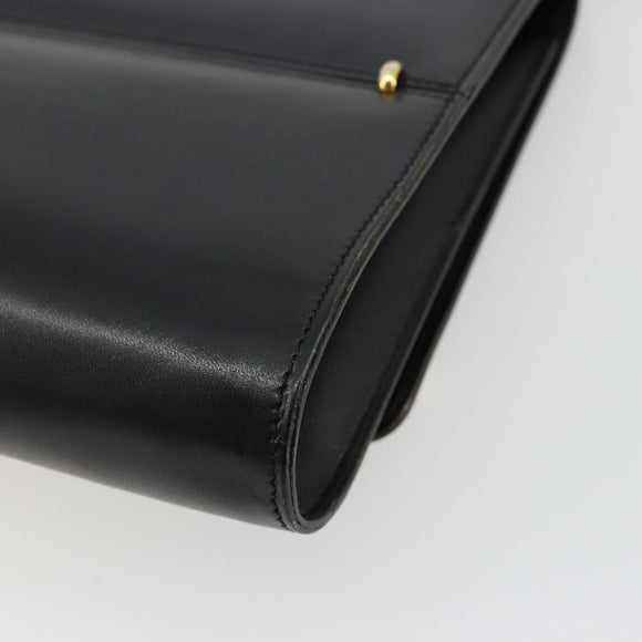 Christian Dior Shoulder Bag Leather Black Gold Auth BA9830