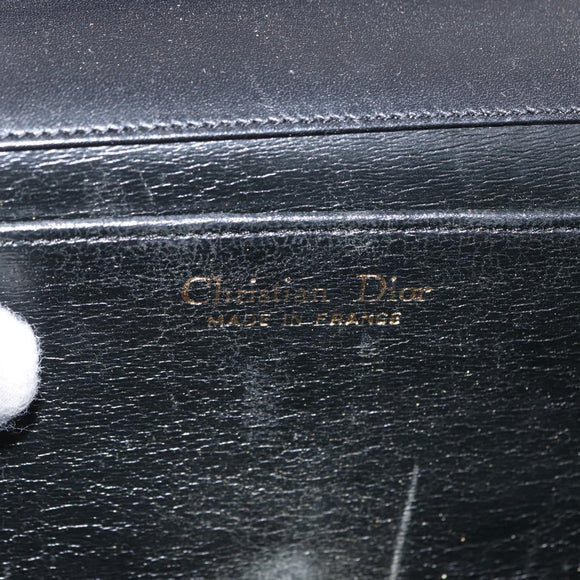 Christian Dior Shoulder Bag Leather Black Gold Auth BA9830