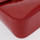 Salvatore Ferragamo Vala Hand Bag Leather Red Gold Auth BA9831-9