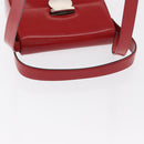 Salvatore Ferragamo Vala Hand Bag Leather Red Gold Auth BA9831-7