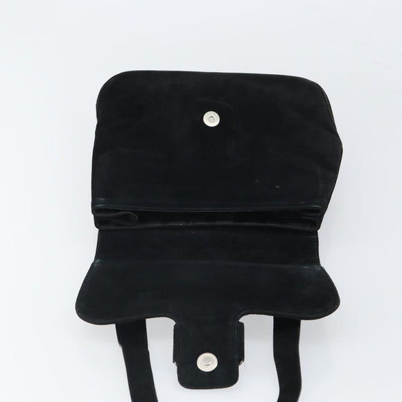 Salvatore Ferragamo Vala Shoulder Bag Suede Black Silver Auth BA9832