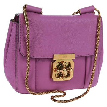 Chloe Chain Elsie Shoulder Bag Leather Purple Gold Auth BA9835V