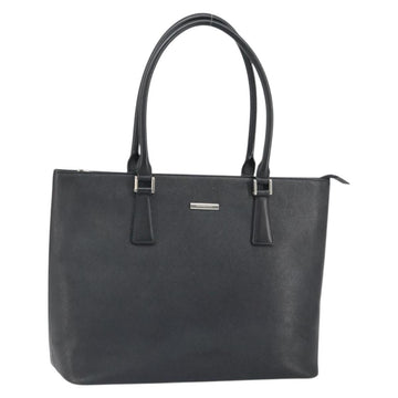 BURBERRY Tote Bag Leather Black Silver Auth BA9837