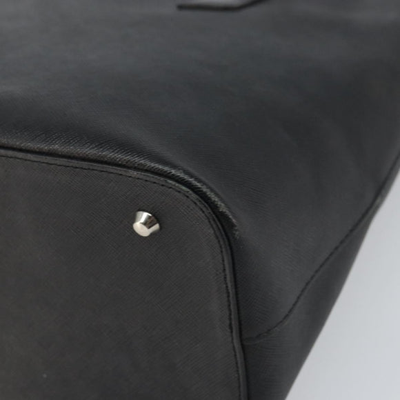 BURBERRY Tote Bag Leather Black Silver Auth BA9837