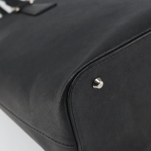 BURBERRY Tote Bag Leather Black Silver Auth BA9837