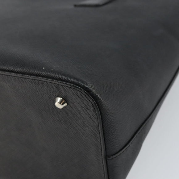 BURBERRY Tote Bag Leather Black Silver Auth BA9837