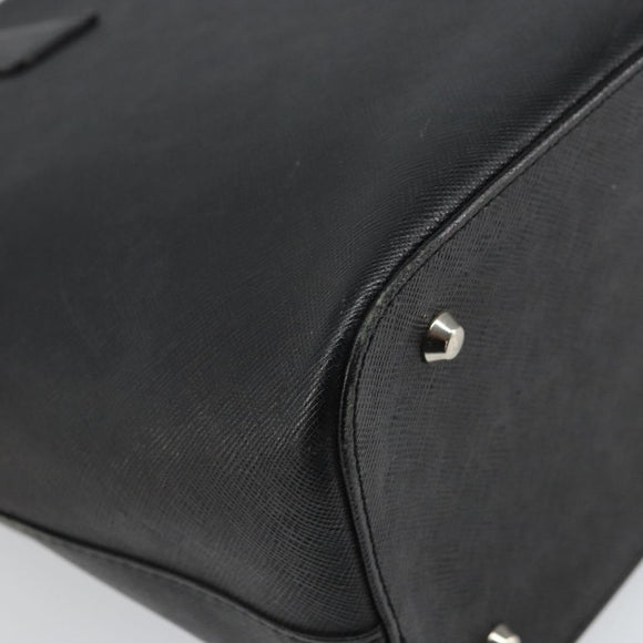 BURBERRY Tote Bag Leather Black Silver Auth BA9837