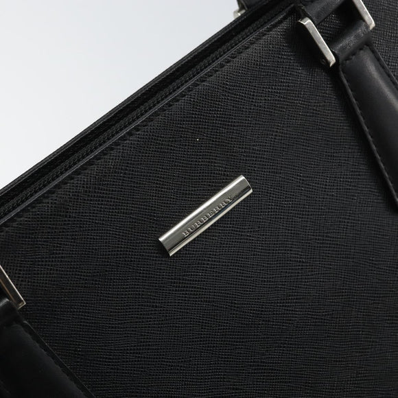 BURBERRY Tote Bag Leather Black Silver Auth BA9837