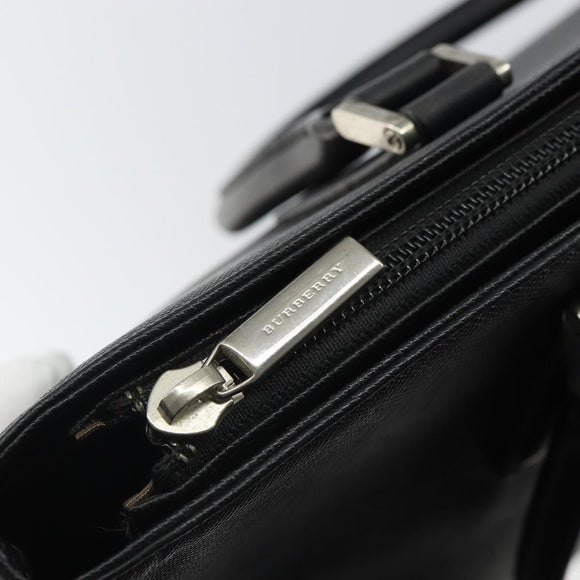 BURBERRY Tote Bag Leather Black Silver Auth BA9837