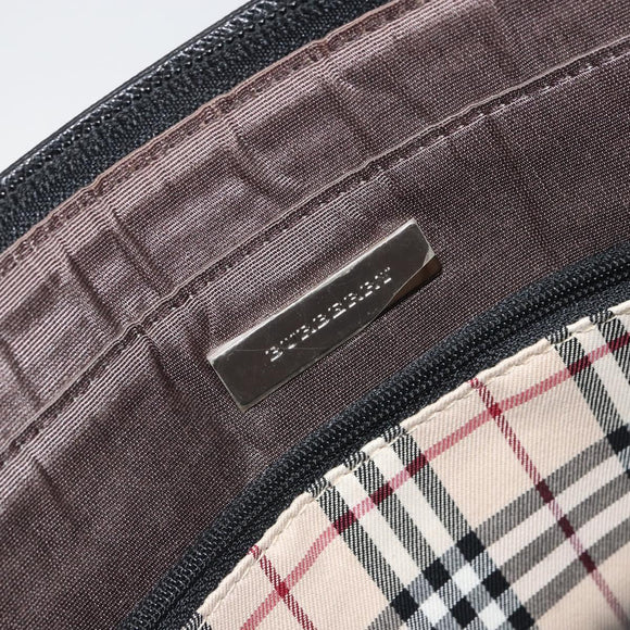 BURBERRY Tote Bag Leather Black Silver Auth BA9837