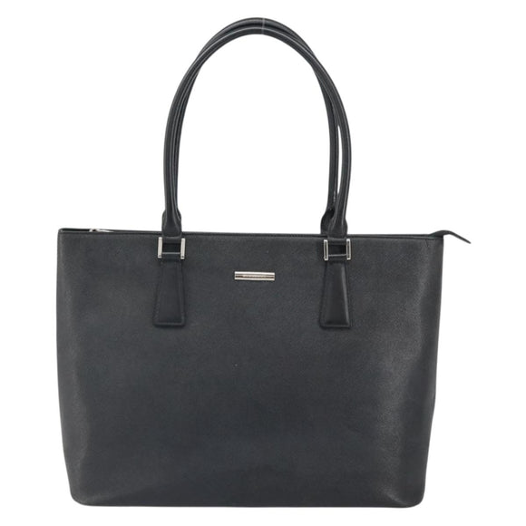 BURBERRY Tote Bag Leather Black Silver Auth BA9837