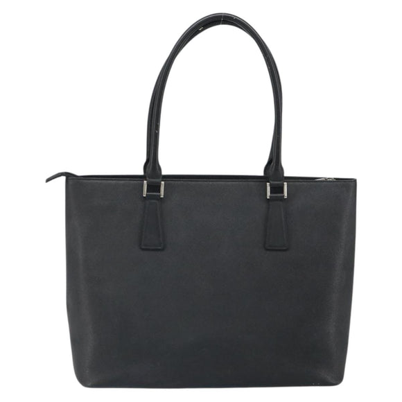 BURBERRY Tote Bag Leather Black Silver Auth BA9837